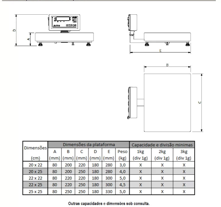 Dimensão - Balança De Pesagem Para Pequenos Animais capacidade1kg a 3kg