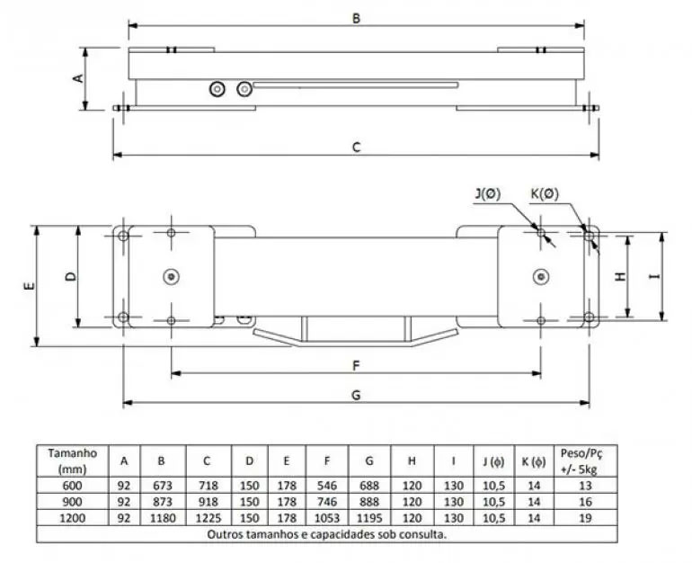 Dimensão - Balança Para Pesagem De Gado Modelo LD2000E