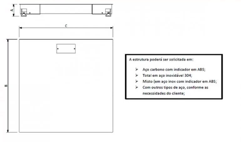 Dimensão - Balanças de Plataforma Com Quadro B720 capacidade 5000kg a 25000kg